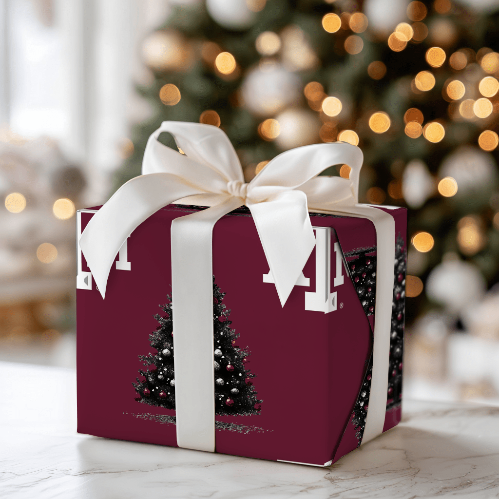 Maroon Tree Magic - Wrapping Paper - Aspen & Arlo