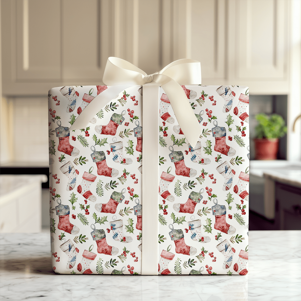 Stocking Season Wrapping Paper: Christmas Stocking Gift Wrap – Aspen & Arlo