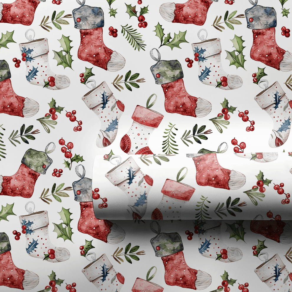Stocking Season Wrapping Paper: Christmas Stocking Gift Wrap – Aspen & Arlo