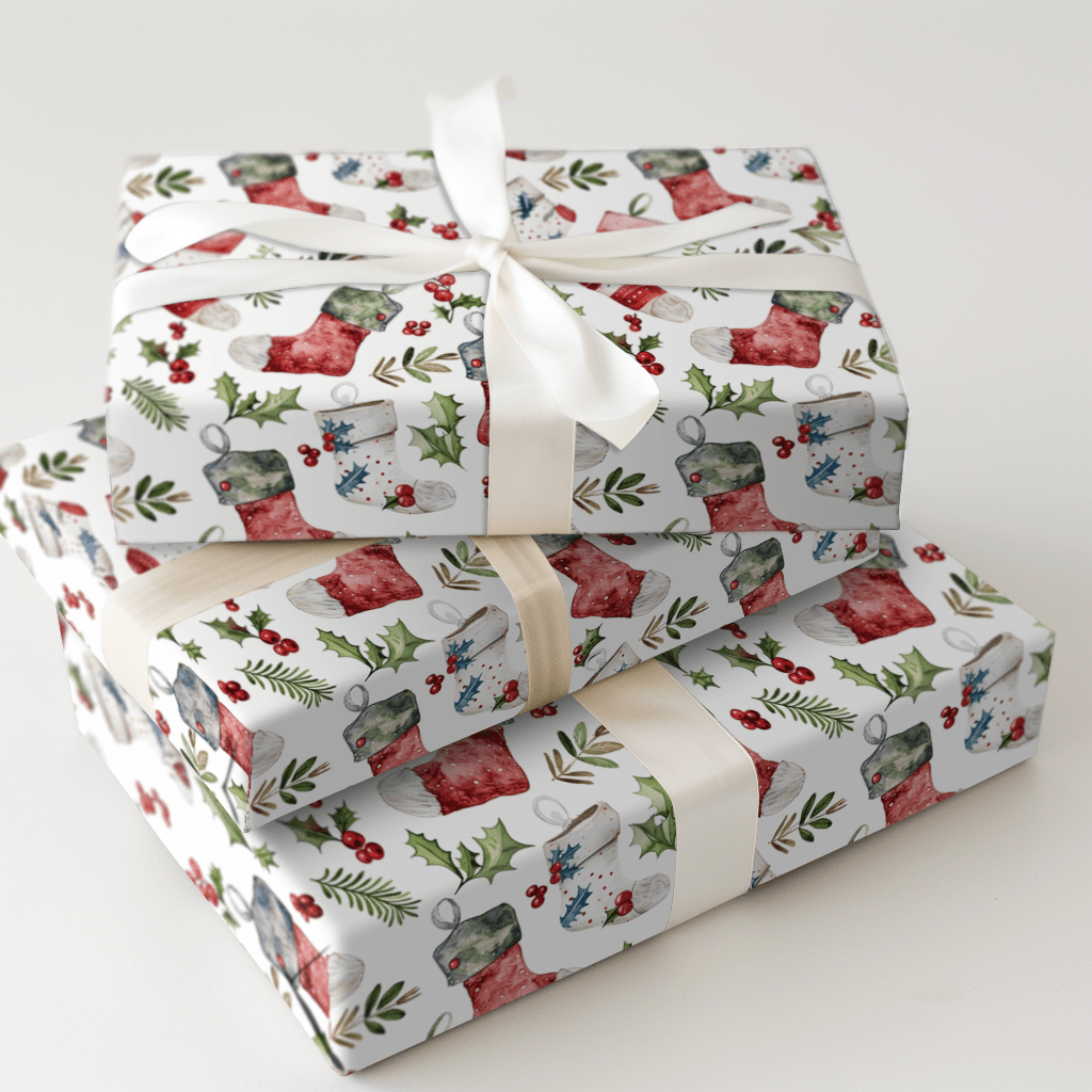Stocking Season Wrapping Paper: Christmas Stocking Gift Wrap – Aspen & Arlo