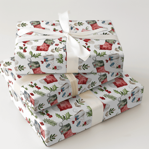 Stocking Season Wrapping Paper: Christmas Stocking Gift Wrap – Aspen & Arlo