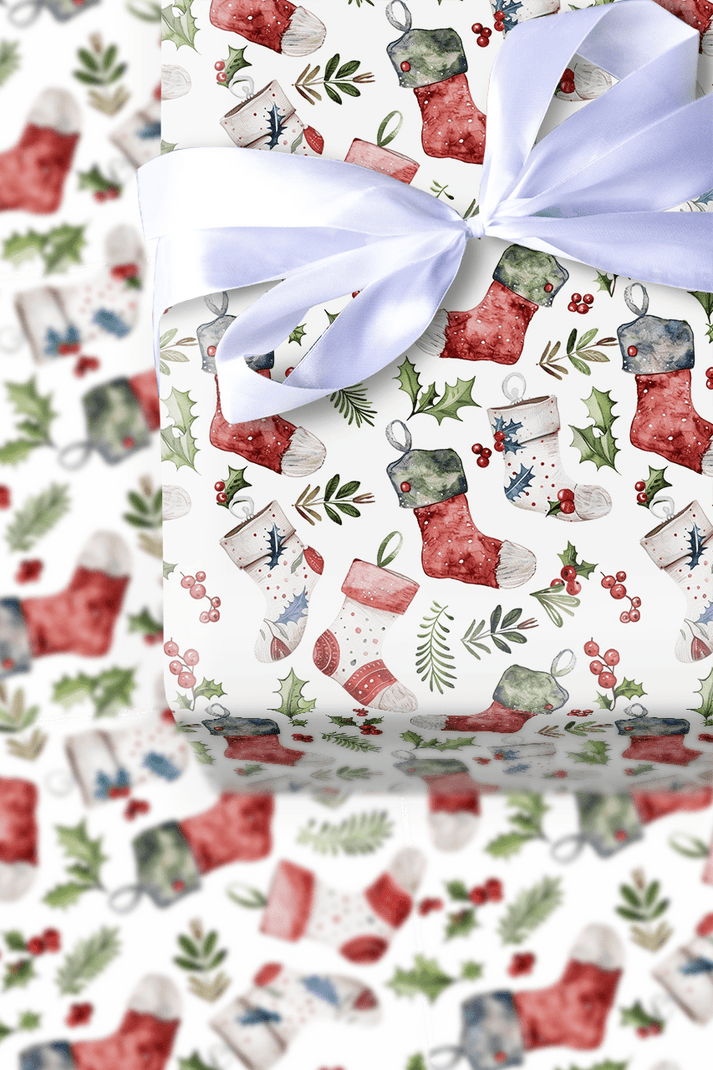 Stocking Season Wrapping Paper: Christmas Stocking Gift Wrap – Aspen & Arlo