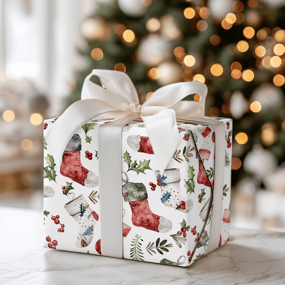 Stocking Season Wrapping Paper: Christmas Stocking Gift Wrap – Aspen & Arlo