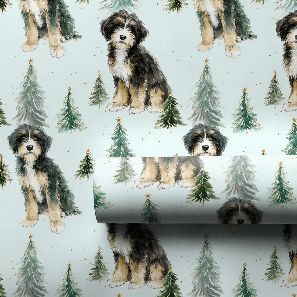 Bernedoodle Tidings - Wrapping Paper - Aspen & Arlo