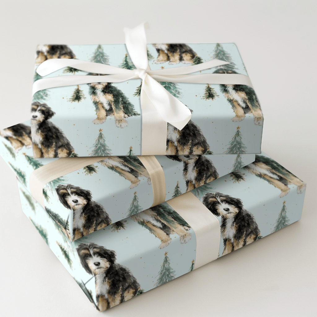 Bernedoodle Tidings - Wrapping Paper - Aspen & Arlo