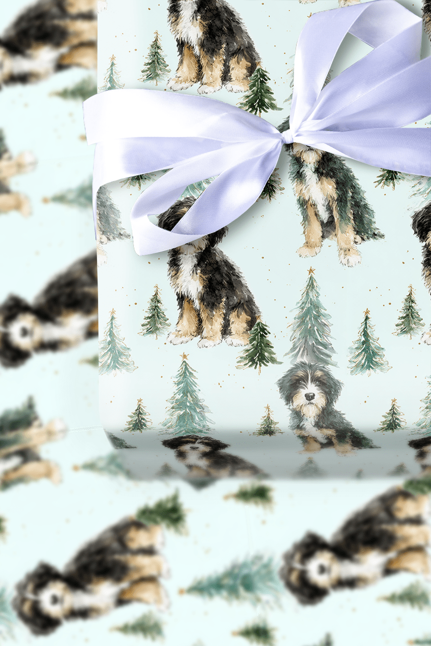Bernedoodle Tidings - Wrapping Paper - Aspen & Arlo