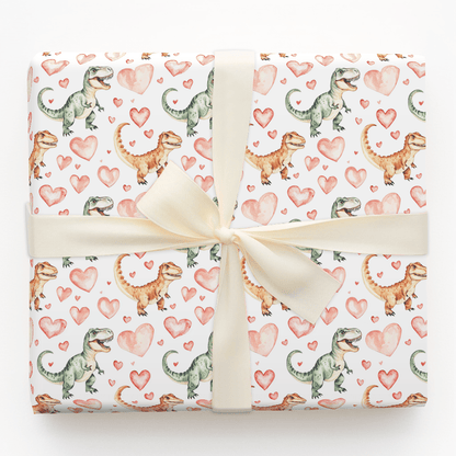 Scary Dino Valentines - Wrapping Paper - Aspen & Arlo