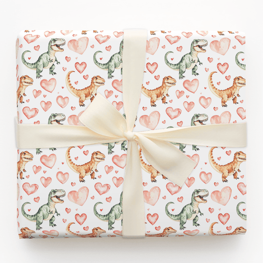 Scary Dino Valentines - Wrapping Paper - Aspen & Arlo