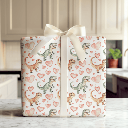Scary Dino Valentines - Wrapping Paper - Aspen & Arlo