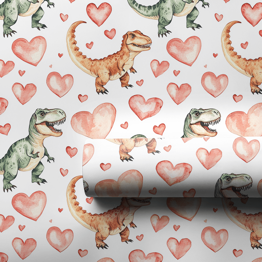 Scary Dino Valentines - Wrapping Paper - Aspen & Arlo