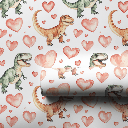 Scary Dino Valentines - Wrapping Paper - Aspen & Arlo