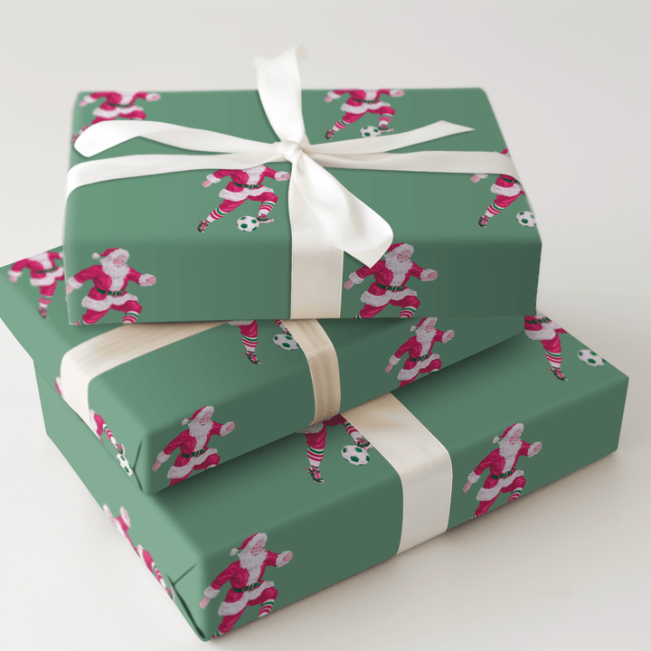 Santas Soccer Game - Wrapping Paper - Aspen & Arlo