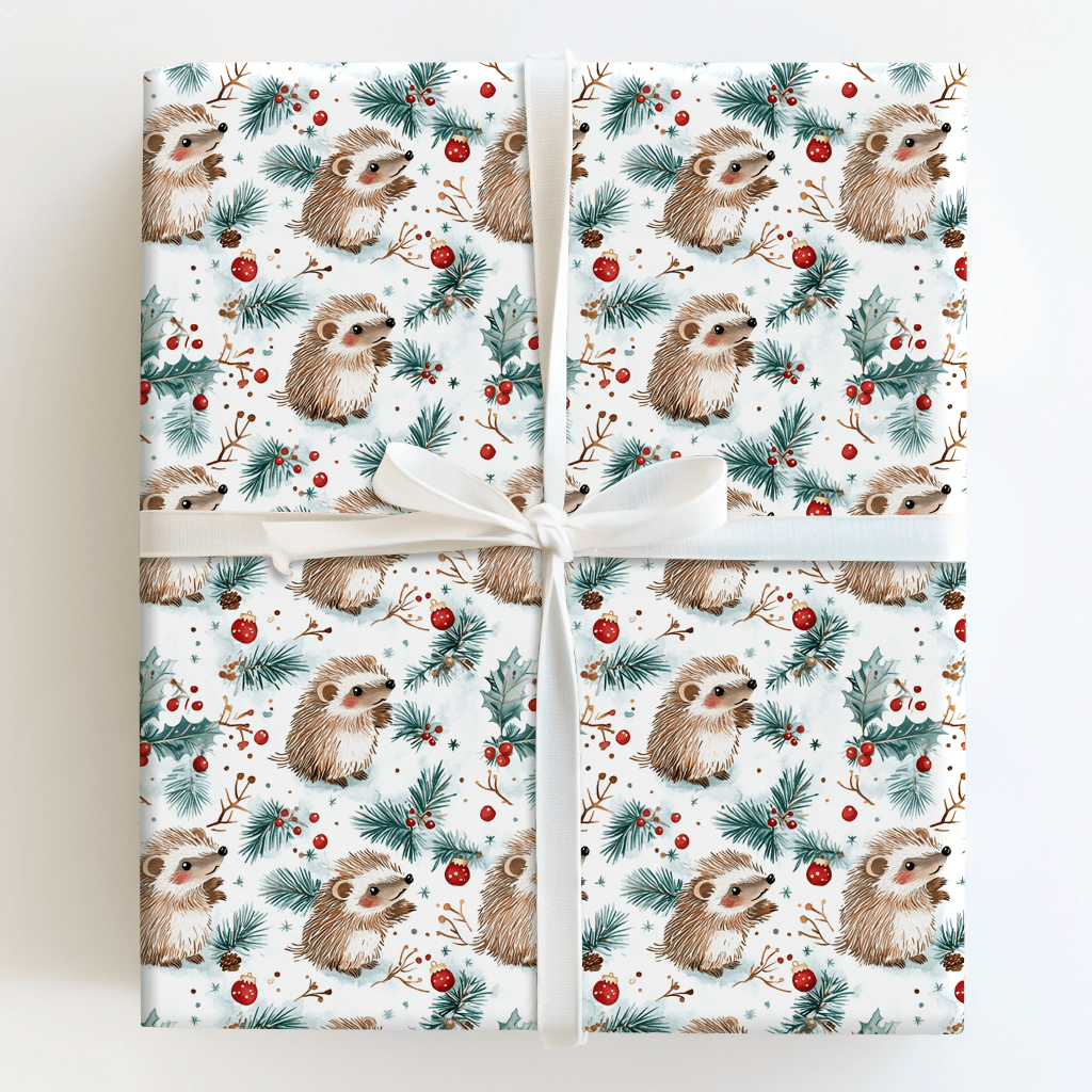 Holiday Hedgehog - Wrapping Paper - Aspen & Arlo