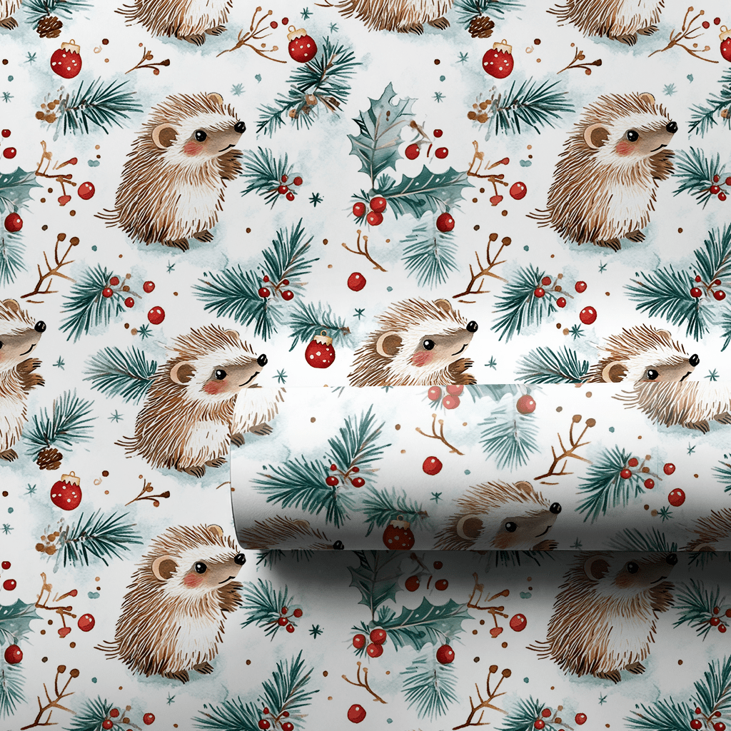 Holiday Hedgehog - Wrapping Paper - Aspen & Arlo