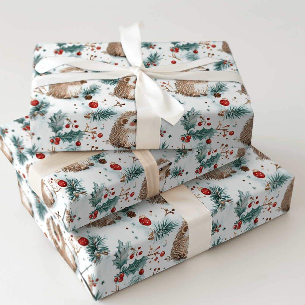 Holiday Hedgehog - Wrapping Paper - Aspen & Arlo