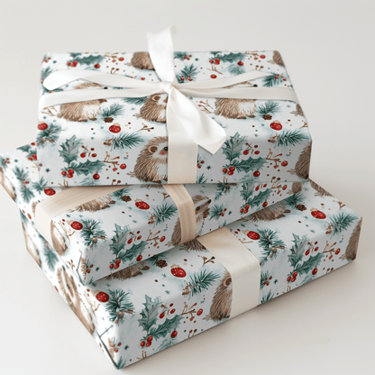 Holiday Hedgehog - Wrapping Paper - Aspen & Arlo