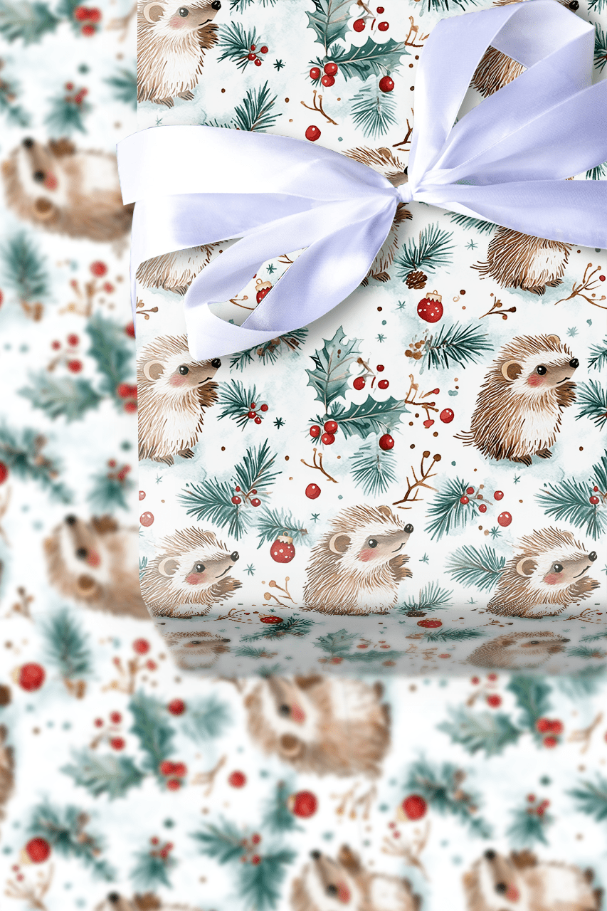 Holiday Hedgehog - Wrapping Paper - Aspen & Arlo