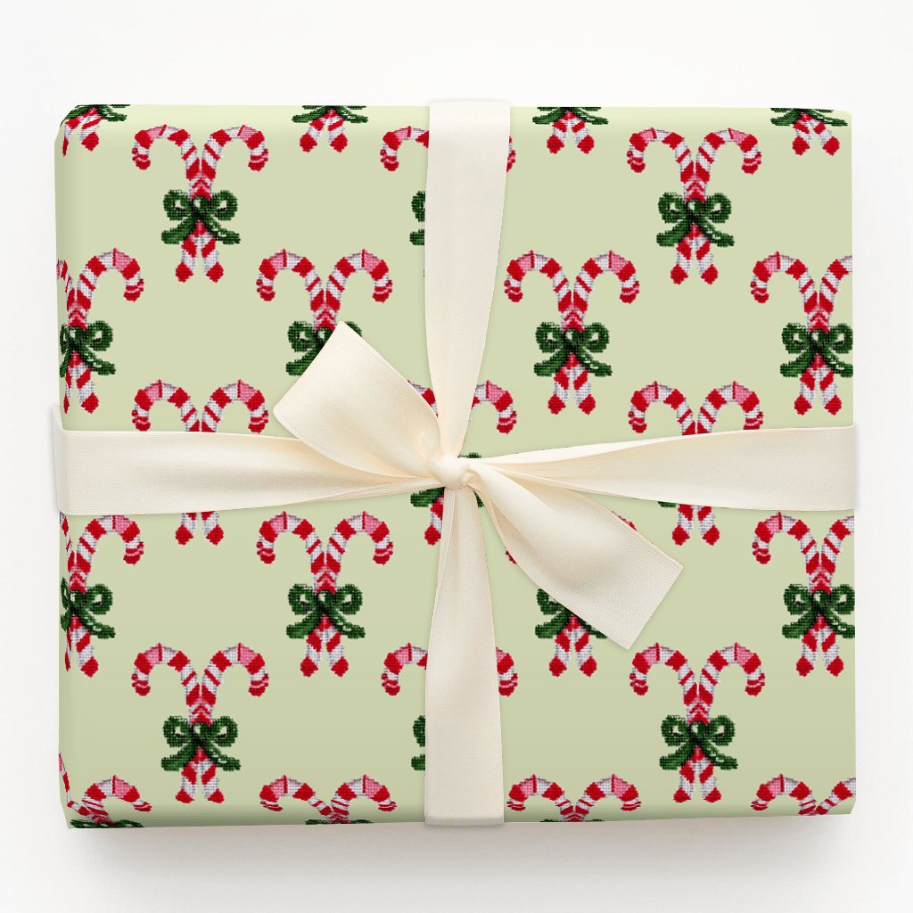 Needlepoint Candycane - Wrapping Paper - Aspen & Arlo