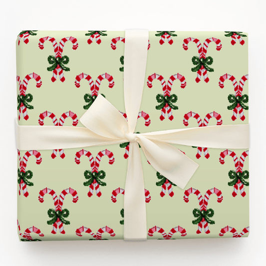Needlepoint Candycane - Wrapping Paper - Aspen & Arlo