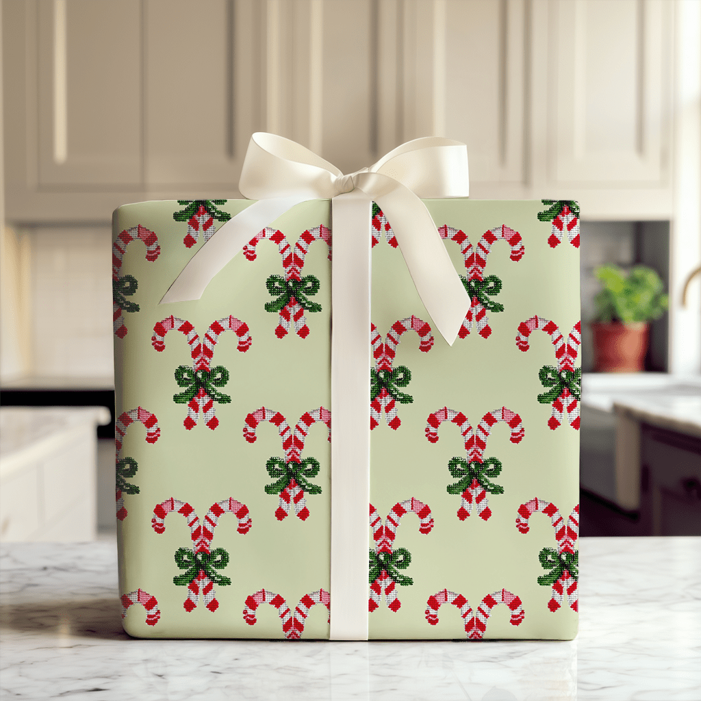 Needlepoint Candycane - Wrapping Paper - Aspen & Arlo