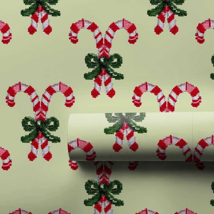 Needlepoint Candycane - Wrapping Paper - Aspen & Arlo