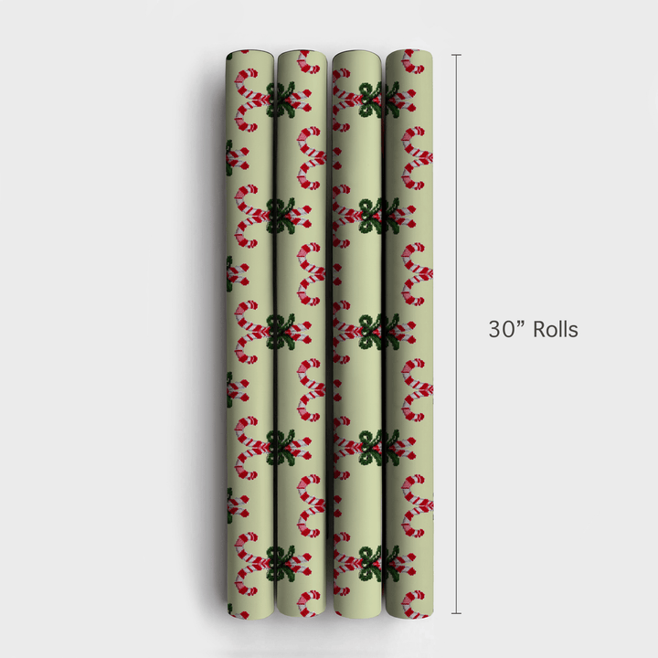 Needlepoint Candycane - Wrapping Paper - Aspen & Arlo