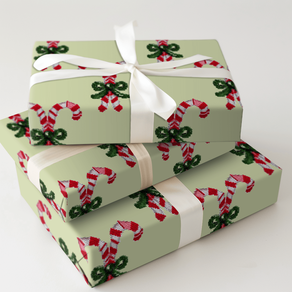 Needlepoint Candycane - Wrapping Paper - Aspen & Arlo