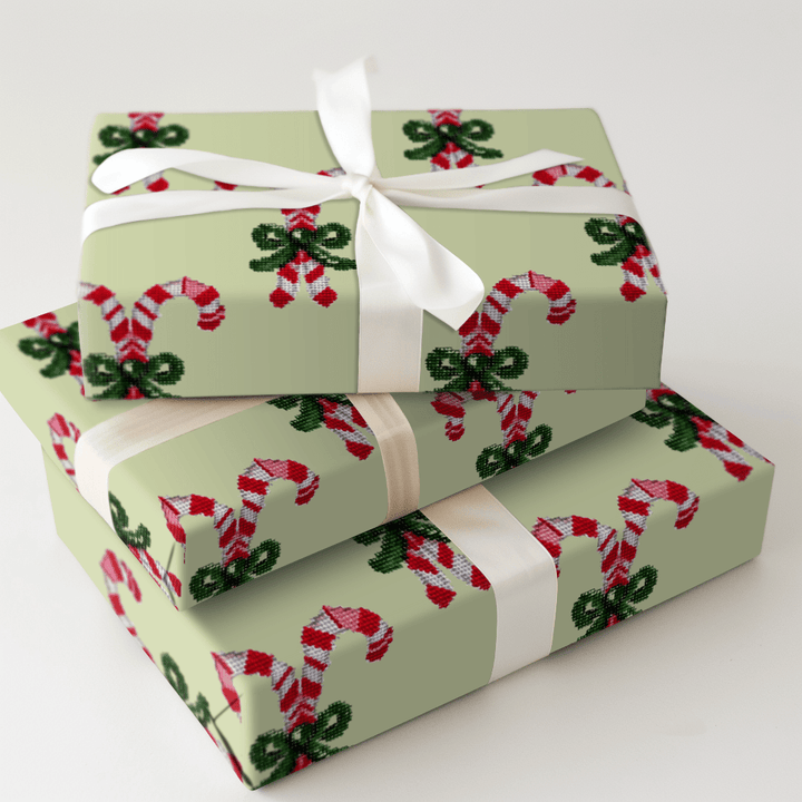 Needlepoint Candycane - Wrapping Paper - Aspen & Arlo