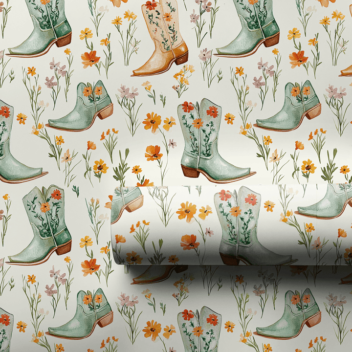 Flowers & Boots - Wrapping Paper - Aspen & Arlo