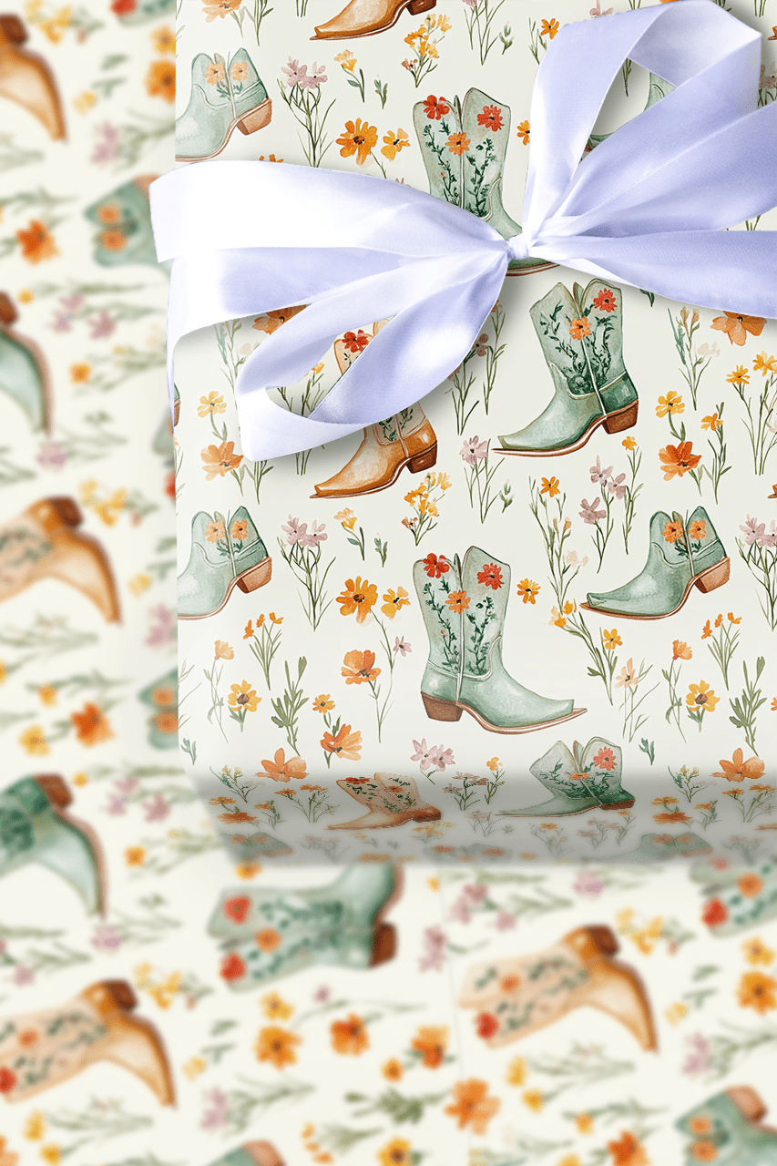 Flowers & Boots - Wrapping Paper - Aspen & Arlo