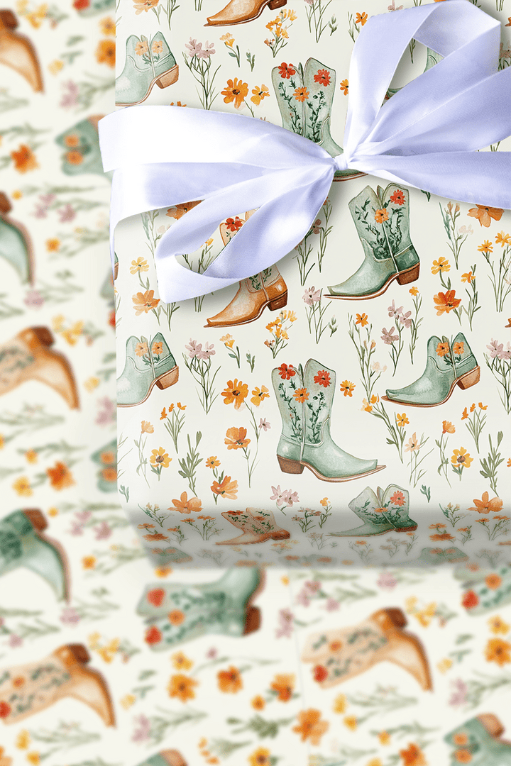 Flowers & Boots - Wrapping Paper - Aspen & Arlo