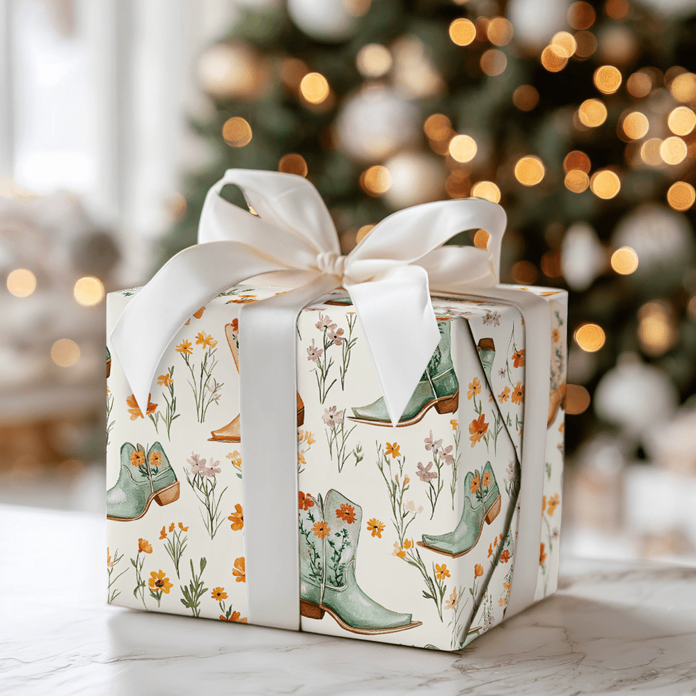 Flowers & Boots - Wrapping Paper - Aspen & Arlo