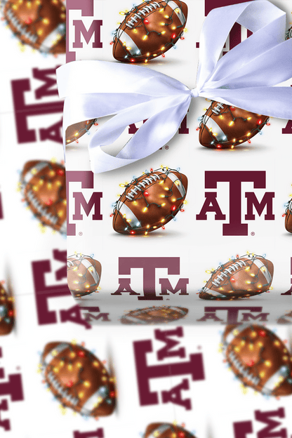 Aggie End Zone Lights - Wrapping Paper - Aspen & Arlo