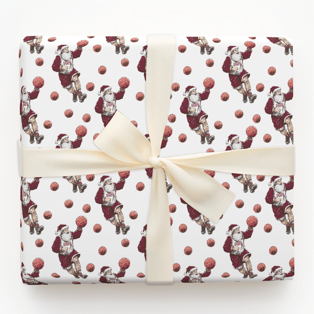 Hail State Hoops & Holly - Wrapping Paper - Aspen & Arlo