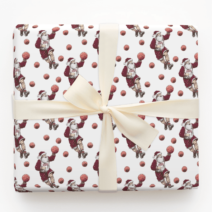 Hail State Hoops & Holly - Wrapping Paper - Aspen & Arlo
