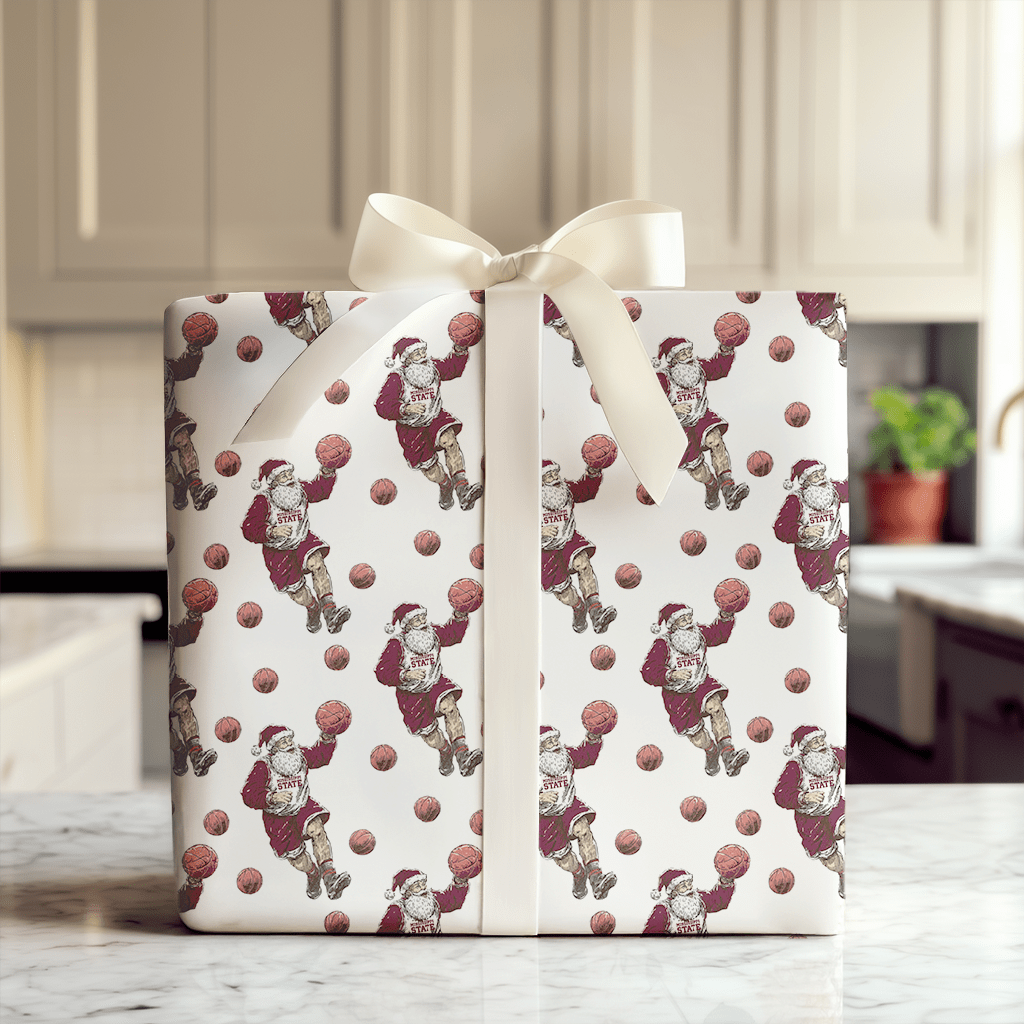 Hail State Hoops & Holly - Wrapping Paper - Aspen & Arlo