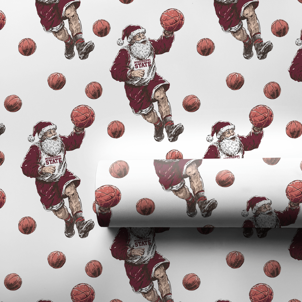 Hail State Hoops & Holly - Wrapping Paper - Aspen & Arlo