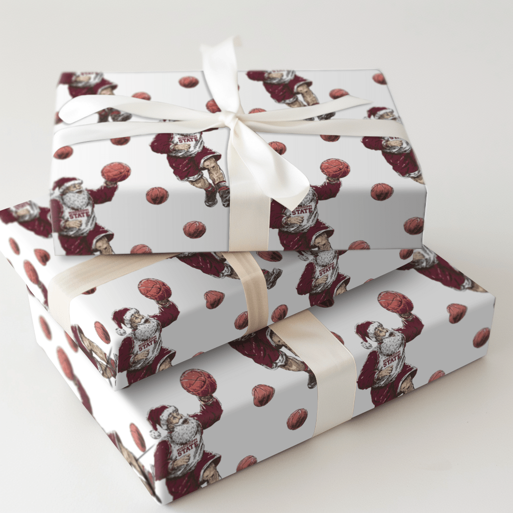 Hail State Hoops & Holly - Wrapping Paper - Aspen & Arlo