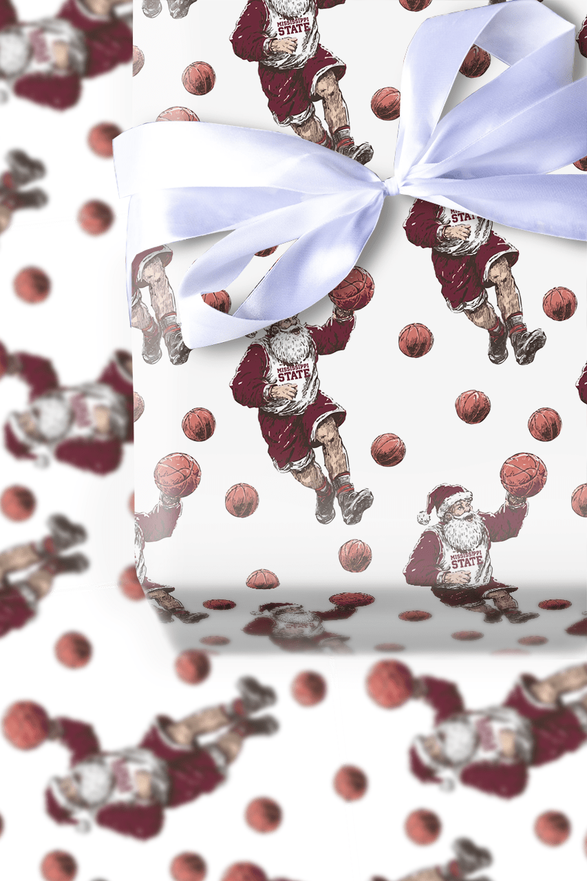 Hail State Hoops & Holly - Wrapping Paper - Aspen & Arlo