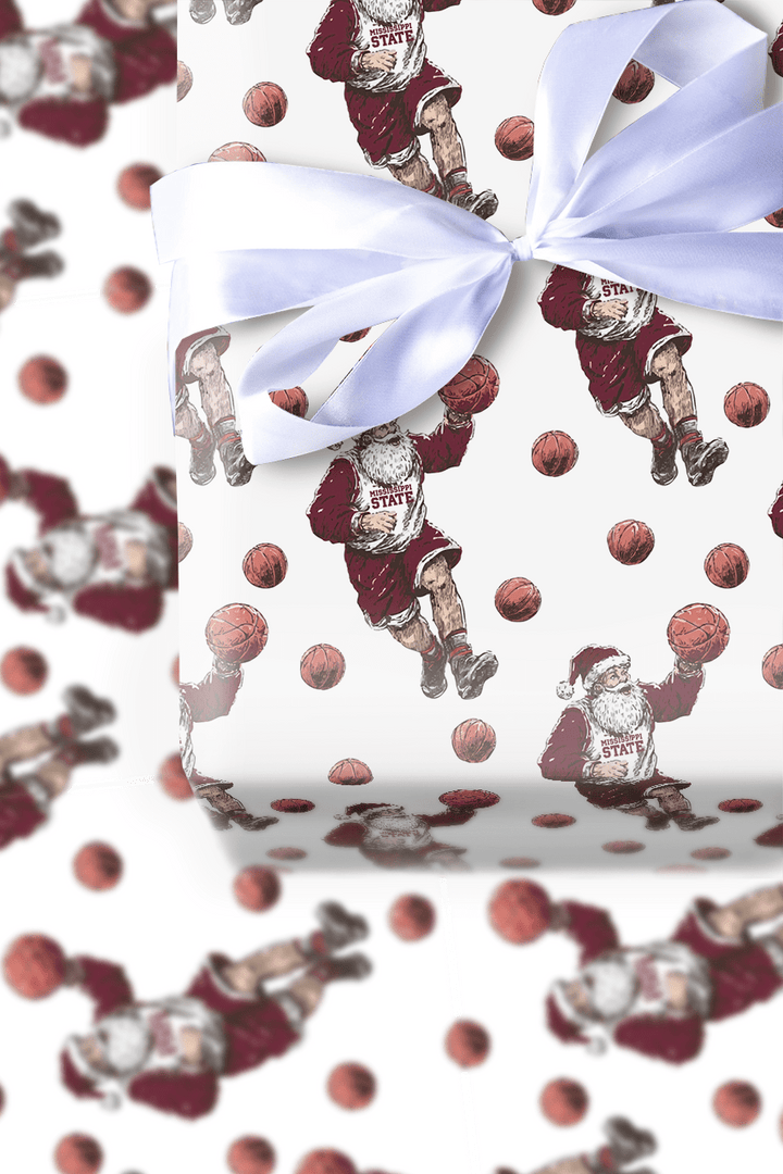 Hail State Hoops & Holly - Wrapping Paper - Aspen & Arlo