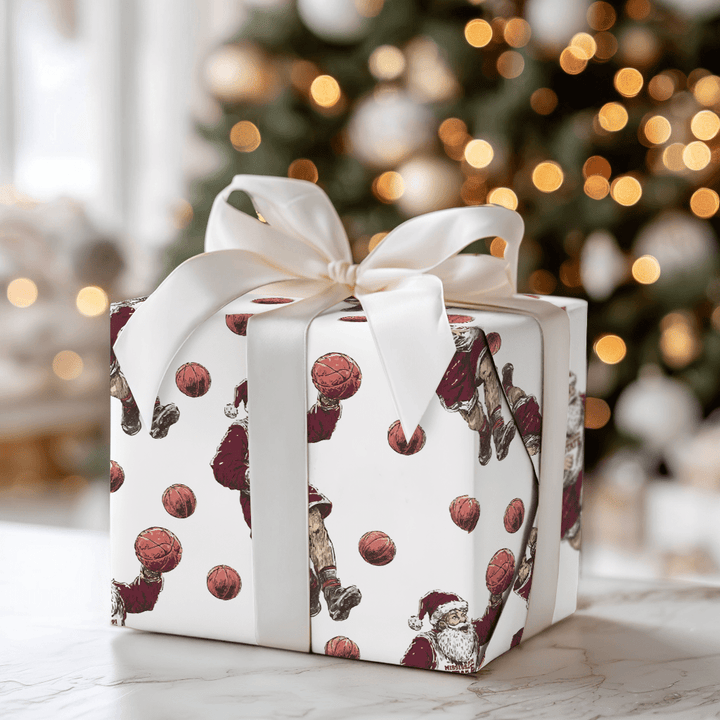 Hail State Hoops & Holly - Wrapping Paper - Aspen & Arlo