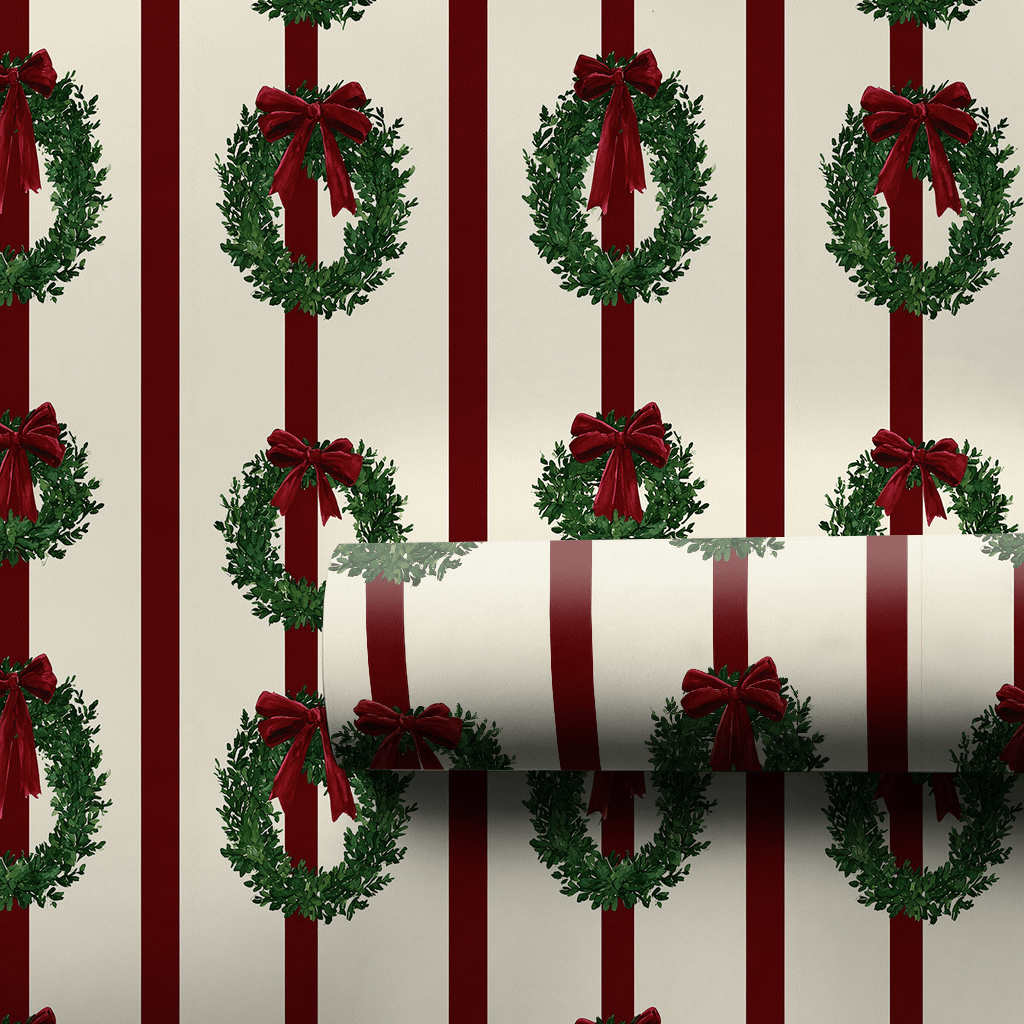 Velvet Ribbon Wreaths - Wrapping Paper - Aspen & Arlo