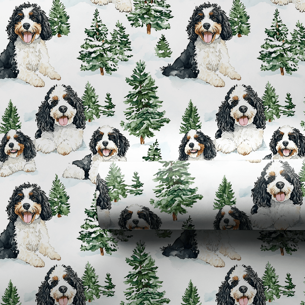 Snow Day for Bernadoodle - Wrapping Paper - Aspen & Arlo
