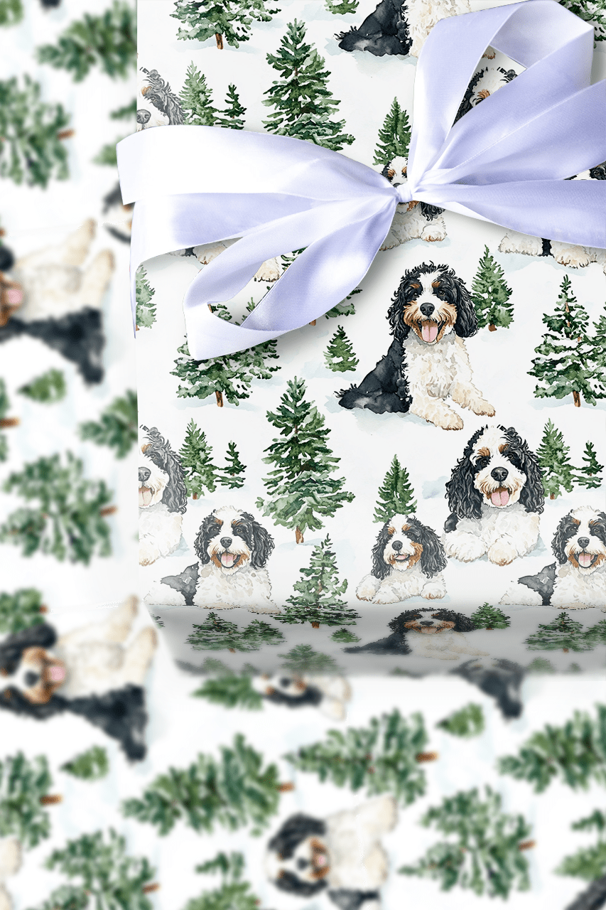 Snow Day for Bernadoodle - Wrapping Paper - Aspen & Arlo