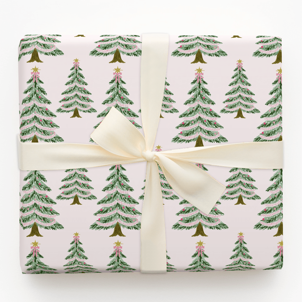 Blush Tinsel Tree - Wrapping Paper - Aspen & Arlo