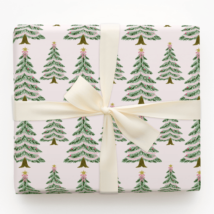 Blush Tinsel Tree - Wrapping Paper - Aspen & Arlo