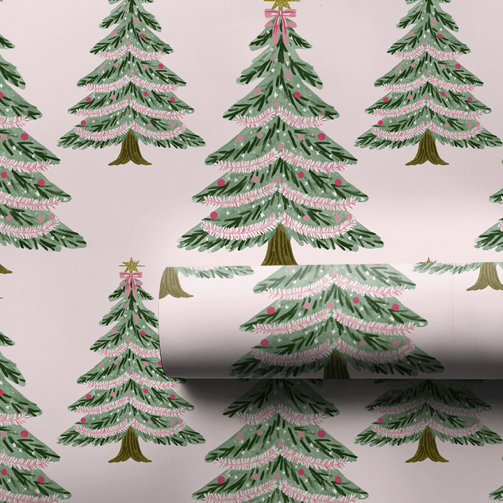 Blush Tinsel Tree - Wrapping Paper - Aspen & Arlo