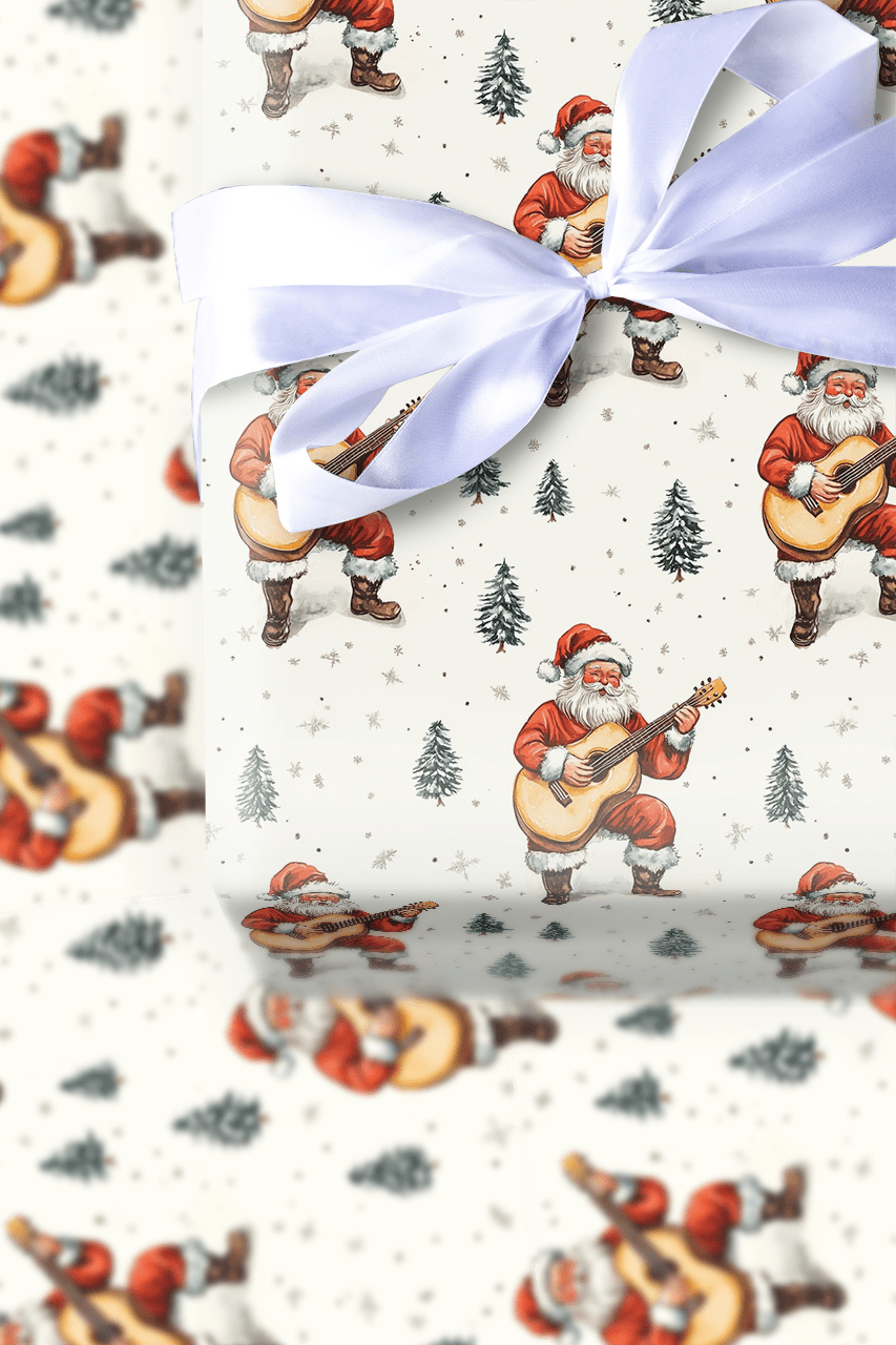 Six String Santa - Wrapping Paper - Aspen & Arlo