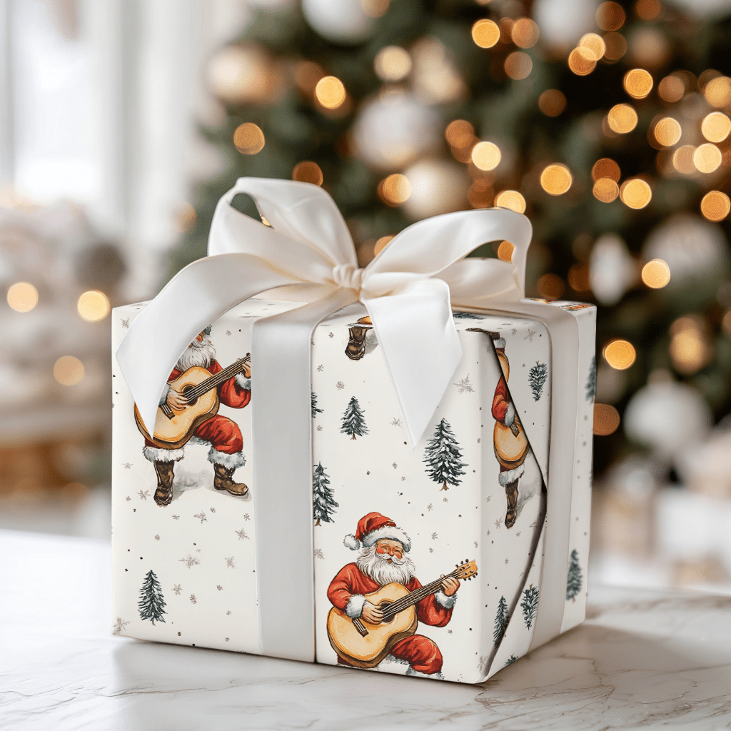 Six String Santa - Wrapping Paper - Aspen & Arlo
