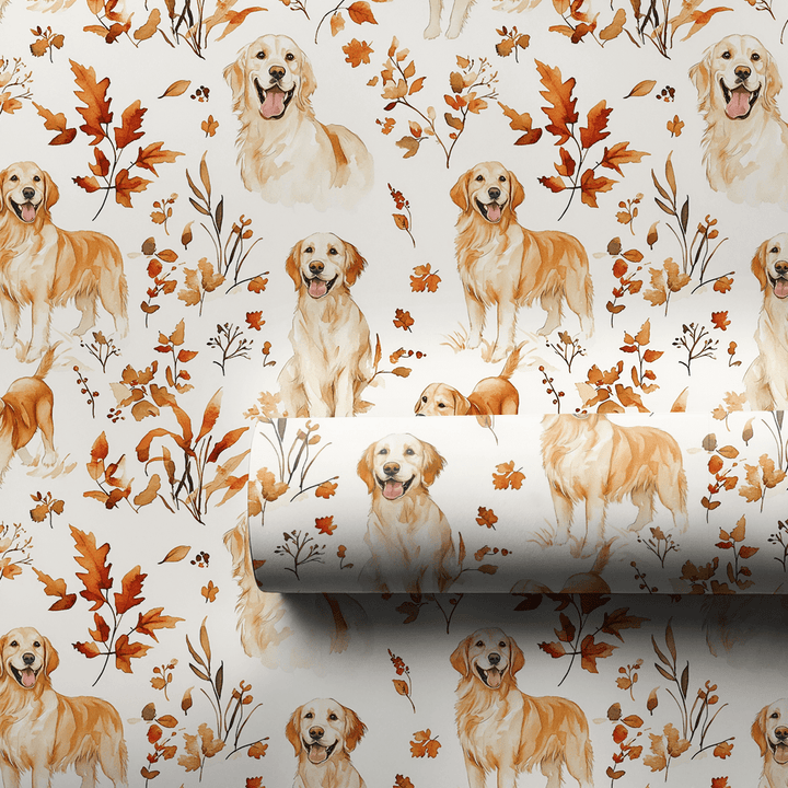 Fall with the Goldens - Wrapping Paper - Aspen & Arlo